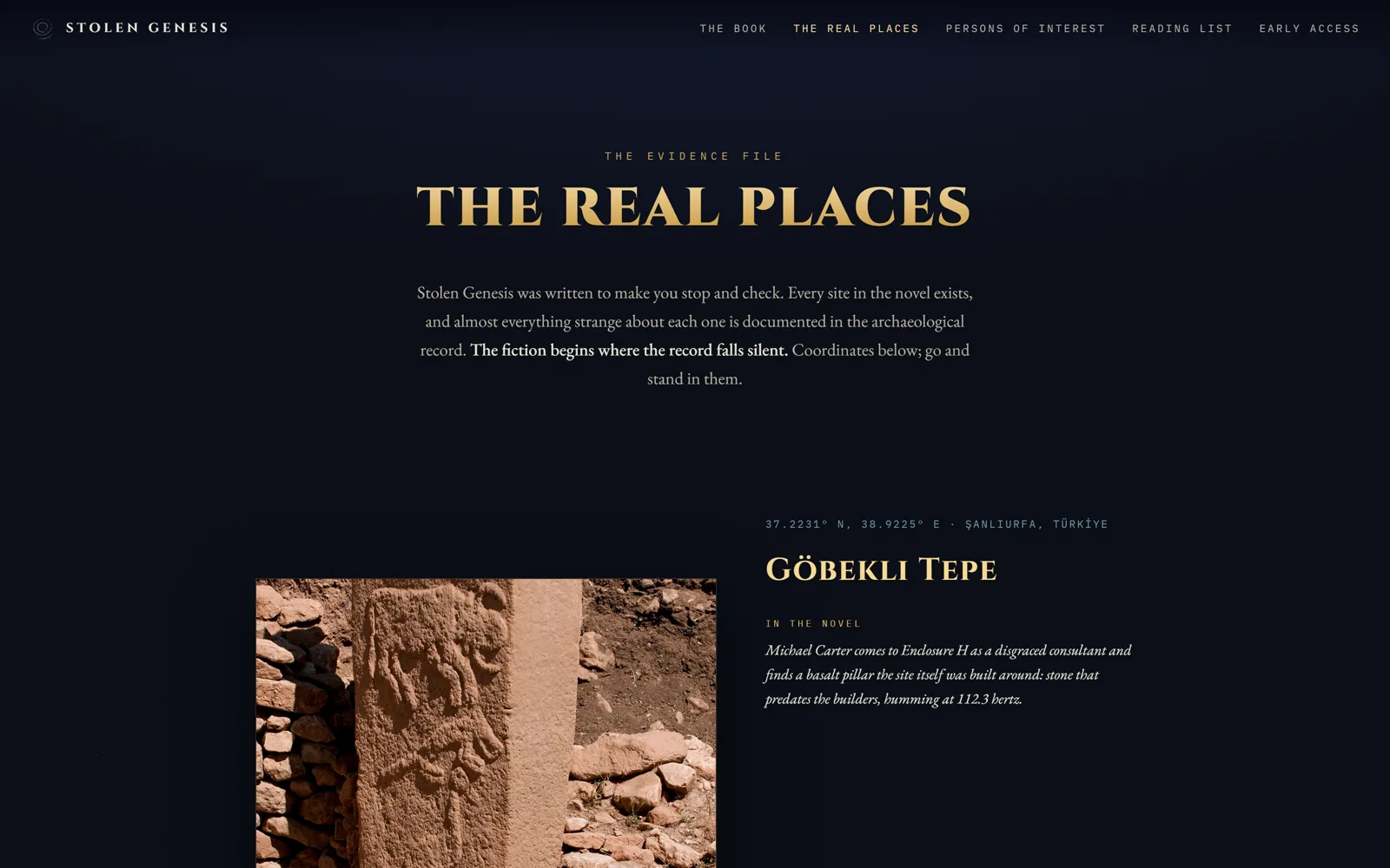 The Real Places page: the real archaeological sites behind the novel